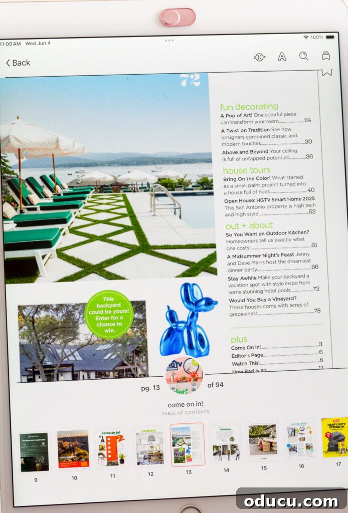Unlocking Stunning Decor Inspiration For Free 12 Libby app showing a digital magazine on an iPad, with navigation elements visible for browsing