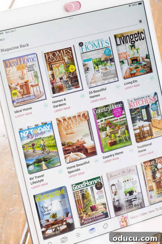 Unlocking Stunning Decor Inspiration For Free 10 The Libby app's Magazine Rack page displaying a user's collection of subscribed magazines, offering organized access