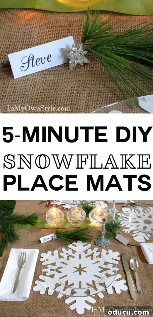 Winter Wonderland Table: Snowflake Accents and Shimmering Stemware 3 Festive holiday table setting with DIY snowflake placemats and glittered wine glasses