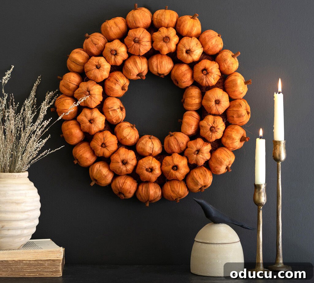 Fall Decor Reimagined 13 mini pumpkin wreath from Pottery Barn