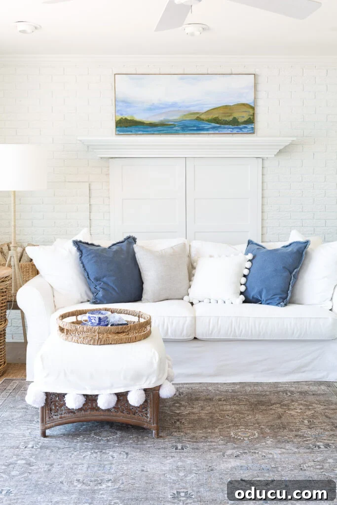 Remember That Essential Decorating Resource 2 blue and white living room with a modern coastal vibe