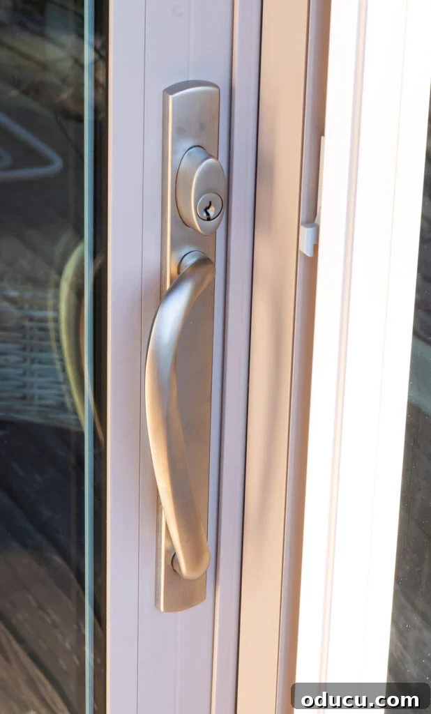Turning the Page A Decades Journey to New Beginnings 12 close up of burnished chrome sliding glass door handle