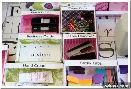 Drawer-Dividers: The satisfying result of a well-organized desk. Completed DIY drawer dividers arranged in a desk drawer, showcasing effective organization.