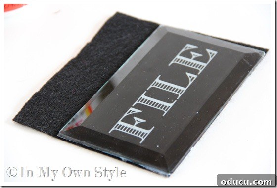 add felt to back of DIY glass paperweight