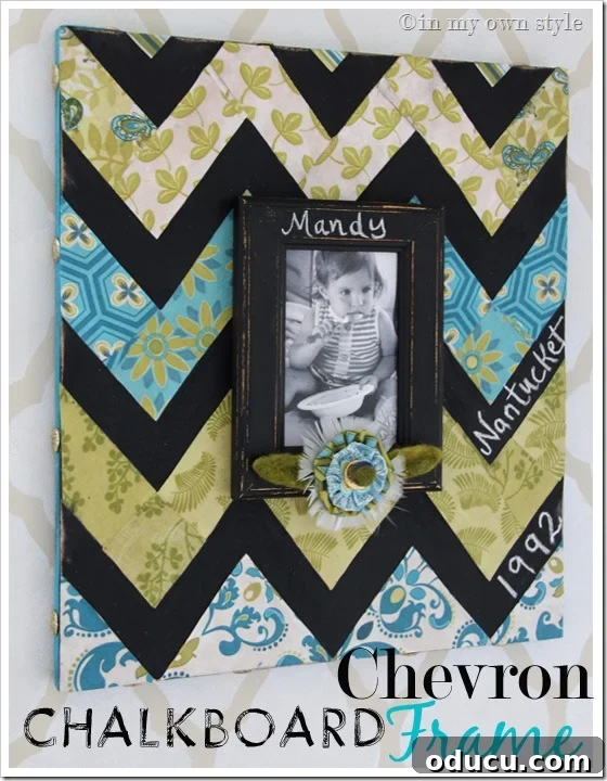 Chevron-Pattern-Chalkboard- Chevron-Pattern-Chalkboard-Frame made with scrap fabric