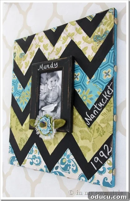 Craft a Custom Chevron Chalkboard Photo Frame 3 completed Chevron fabric and chalkboard frame