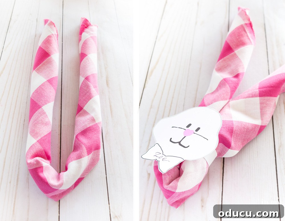Step 2 How-to-roll-a-cloth-napkin-to-make-an-Easter-Bunny-Napkin-ring Step 2 How-to-roll-a-cloth-napkin-to-make-an-Easter-Bunny-Napkin-ring