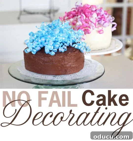 Easy Curled Ribbon Cake Decorating Two beautifully decorated cakes on cake stands, adorned with colorful curling ribbons, showcasing an easy cake decorating technique.
