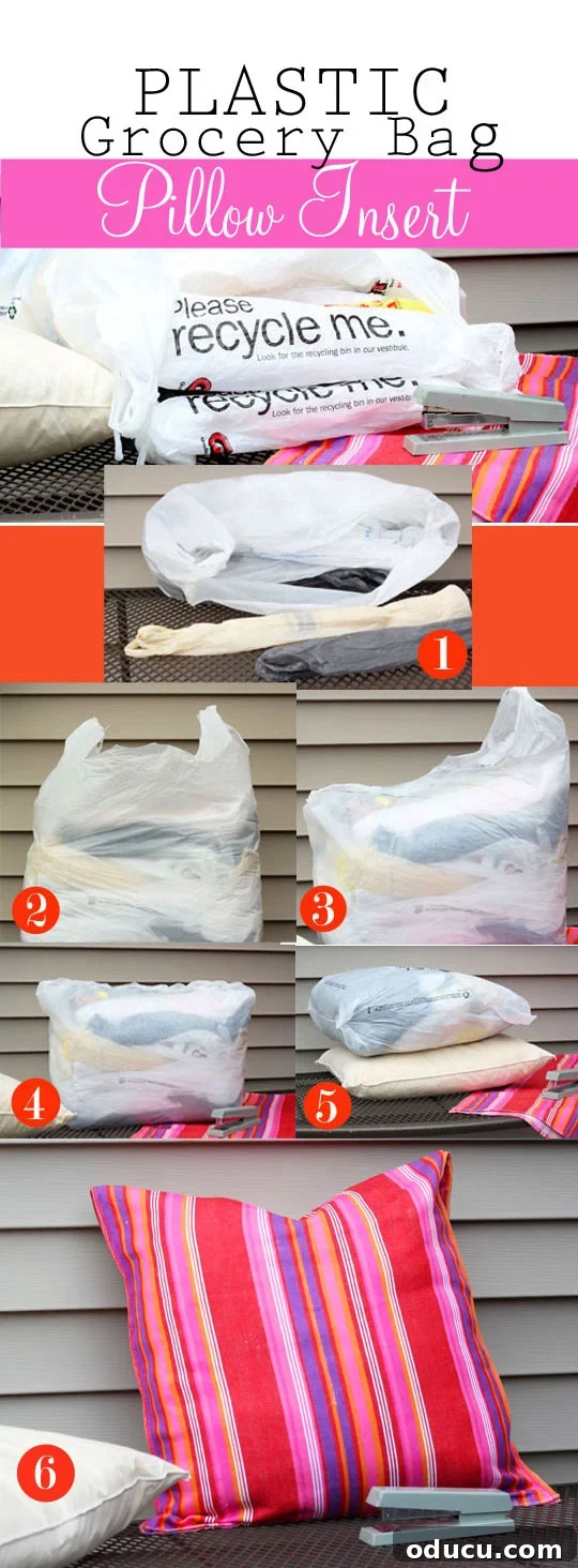 How-to-make-a-pillow-form-o Outdoor Decorating Ideas with DIY Plastic Bag Pillows