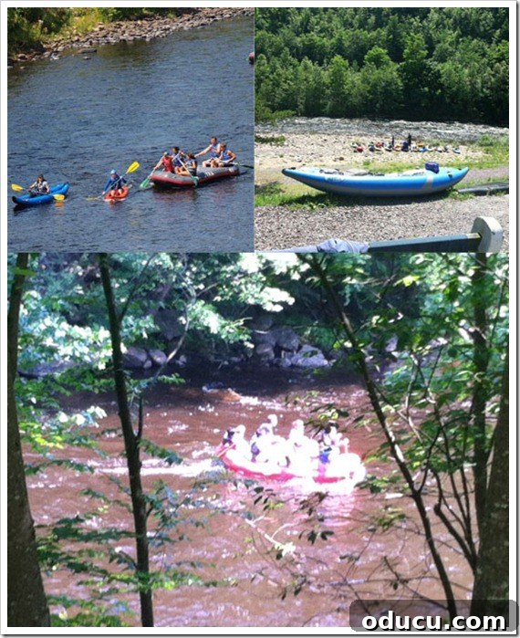 Having Fun on the Lehigh River People having fun whitewater rafting on the Lehigh River