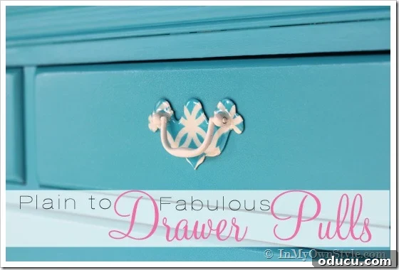 Plain-to-fabulous-drawer-pu Drawer Pull makeover showing vibrant, custom-designed drawer pulls for a furniture transformation