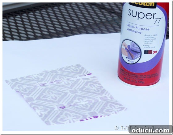 spray-glue Scotch Supper 77 spray glue can and paper napkin, highlighting supplies