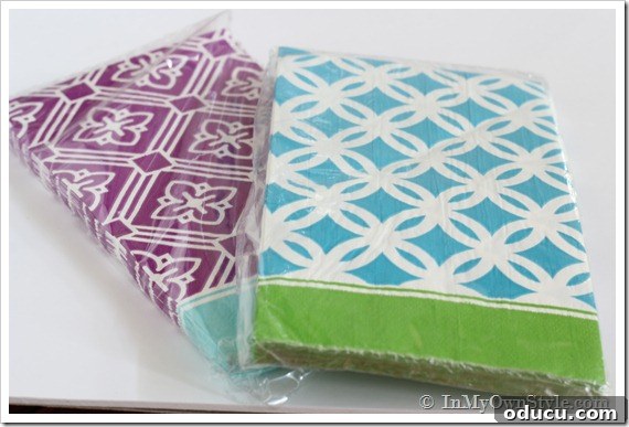 IMG_9695_6055 Two packs of paper napkins to be repurposed to cover drawer pulls, showcasing design potential