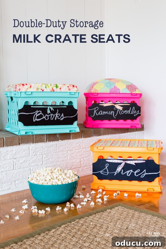 Stylish Dorm Room Decor for Less 5 Double duty milk crate seats for dorm rooms
