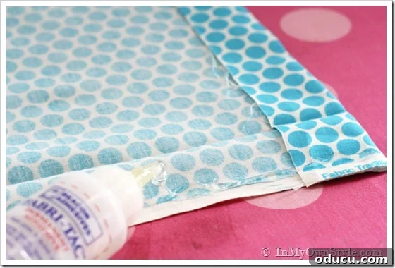 No-Sew-Window-Treatment-Tutorial demonstrating fabric preparation steps.
