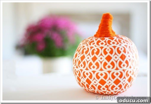 Pretty-Pumpkin-Decorating-I Pretty-Pumpkin-Decorating-I - A beautifully finished napkin-covered pumpkin, perfect for fall decoration.