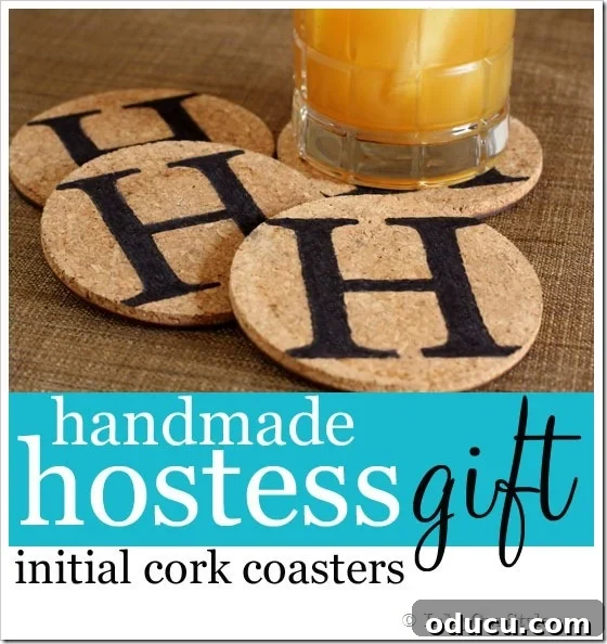 Handmade Monogram Hostess Gift Ideas - Initial Coasters Handmade Monogram Hostess Gift Ideas - DIY Initial Drink Coasters