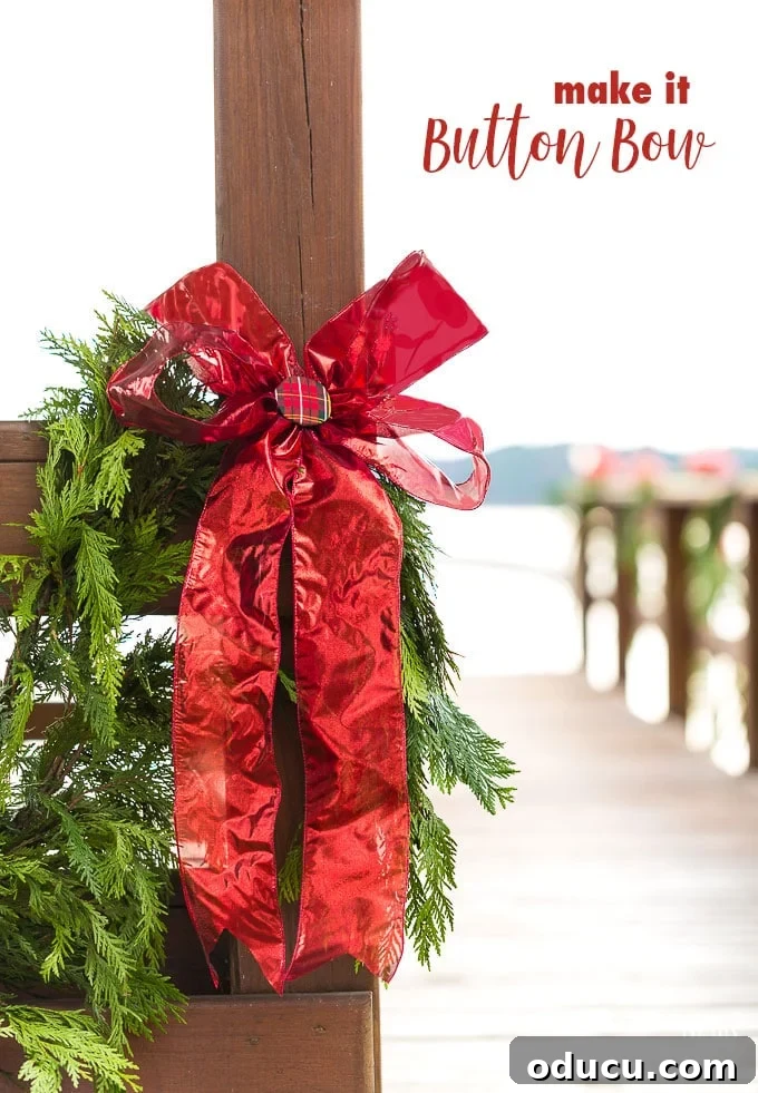 How to make a ribbon bow with a center button covered with fabric.