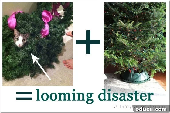 Cat-and-The-Christmas-Tree Christmas tree skirt with cat inside