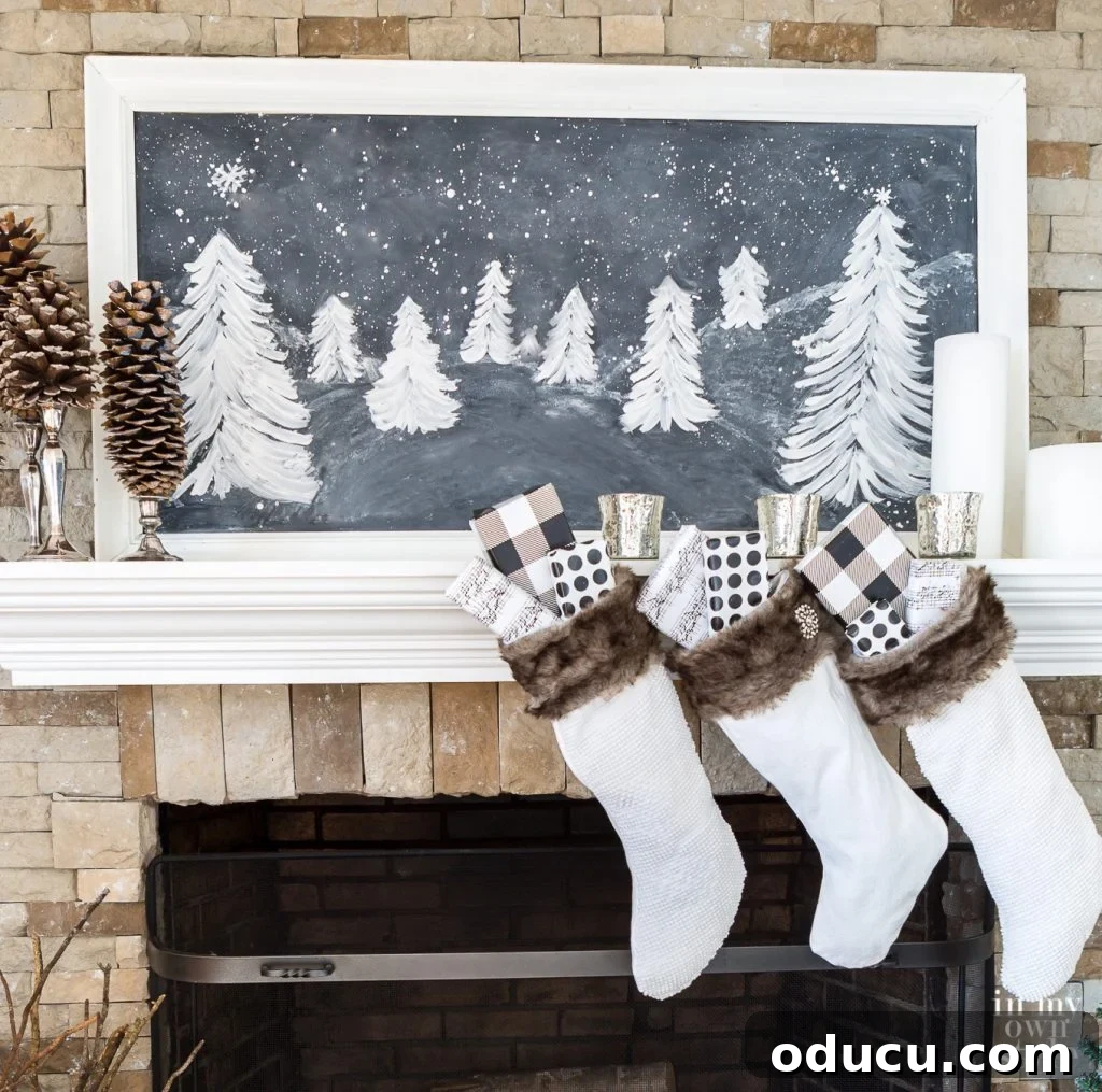 White framed Christmas Chalkboard drawing ideas