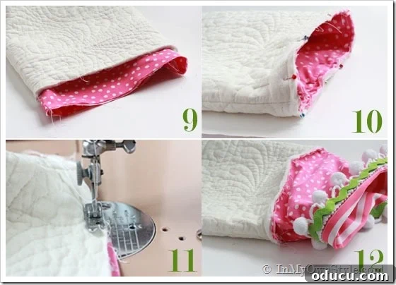 Christmas-Stocking---Make-it Steps showing how to sew a Christmas stocking together.
