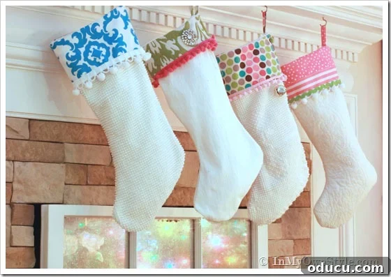 Craft Your Own Christmas Stocking Guide 3 Colorful holiday stockings hanging along a mantel