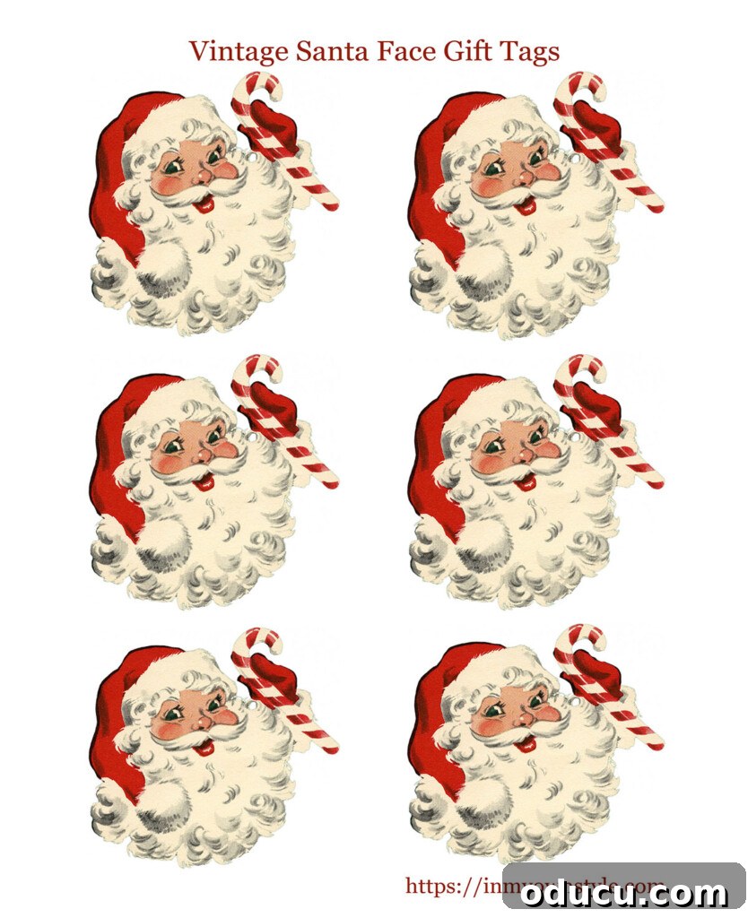Craft Your Own Christmas Stocking Guide 7 Vintage Santa Face gift tags - free printable