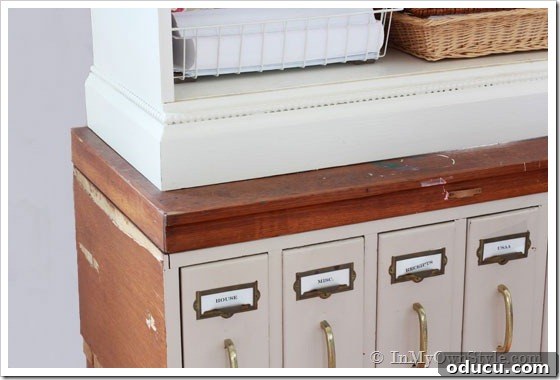 Furniture Reimagined 8 Furniture makeovers before photo of an old file cabinet, showing its original state before refinishing.