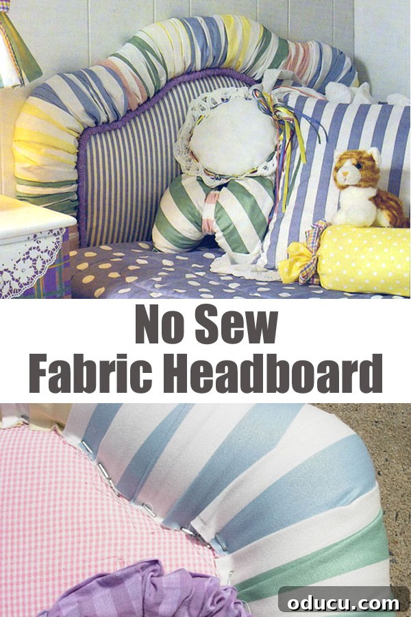How to make a no sew padded headboard. #headboard #DIY #kidsrooms #bedroomdecor #nosew How to make a no-sew fabric padded headboard for any bed size - DIY bedroom decor project
