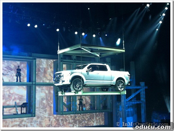 A robust and modern Ford truck on display.