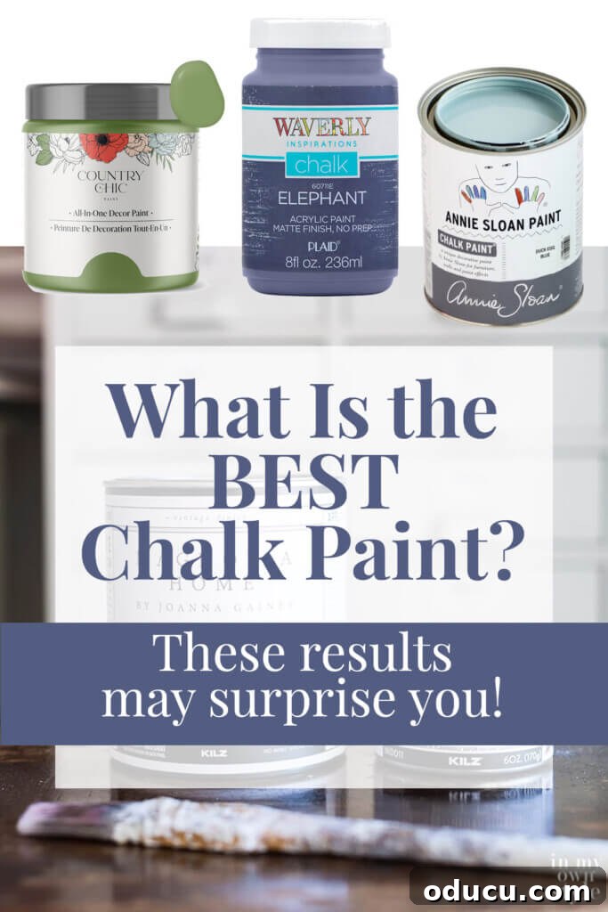 Selecting the Best Chalk Paint for Your Furniture 13 Brands of chalk paint review. Text overlay says What is the best chalk paint? These results may surprise you!