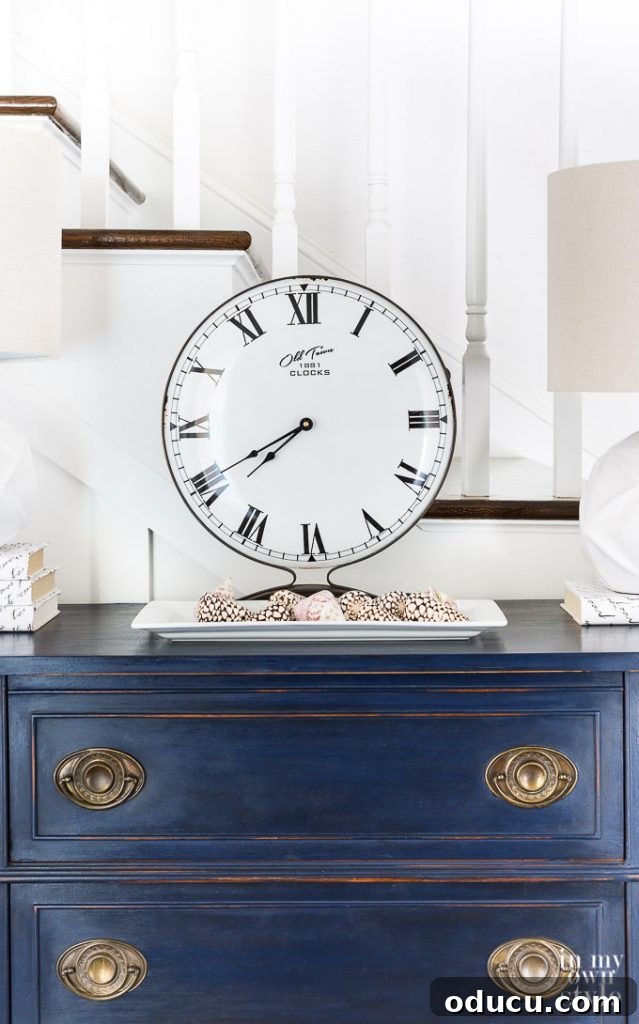 Selecting the Best Chalk Paint for Your Furniture 4 DC Blue Chalk painted sideboard with clock on top