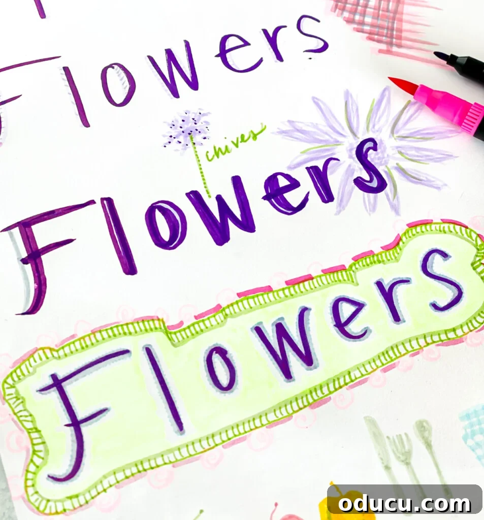 Unlock Stunning Handwriting and Lettering 3 Using thin and thick markers to make plain printing and handwriting look decorative