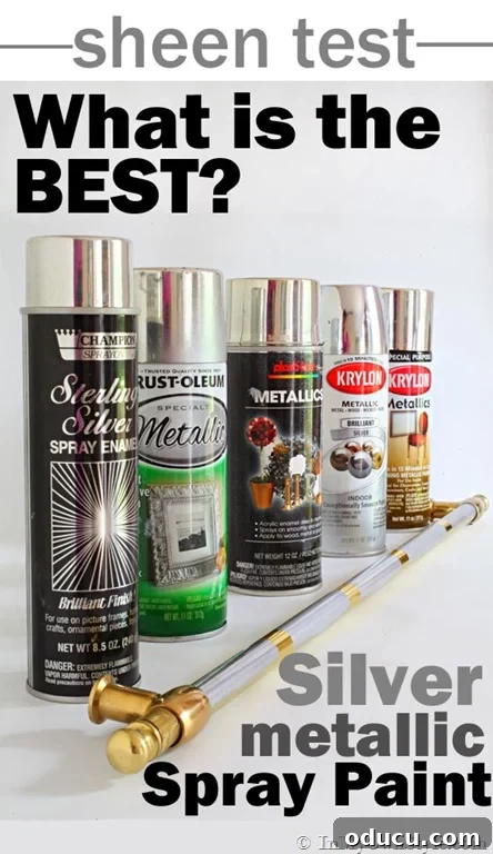 Instant Brass Patina: A 5-Minute Method 12 Image graphic comparing different silver spray paints for painting metal, ideal for transforming brass hardware.