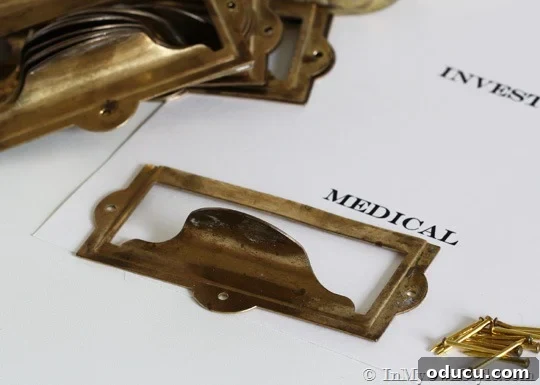 Instant Brass Patina: A 5-Minute Method 14 Process of making labels for furniture pulls using printed names on a computer, cut to size.