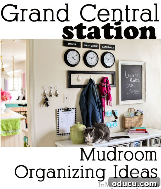 Creative decorating and organizing ideas for a mudroom. Create city signs to go above time zone wall clocks. Include your town in the line up so it looks like a chic destination. | In My Own Style Creative decorating and organizing ideas for a mudroom. Create city signs to go above time zone wall clocks. Include your town in the line up so it looks like a chic destination. | In My Own Style