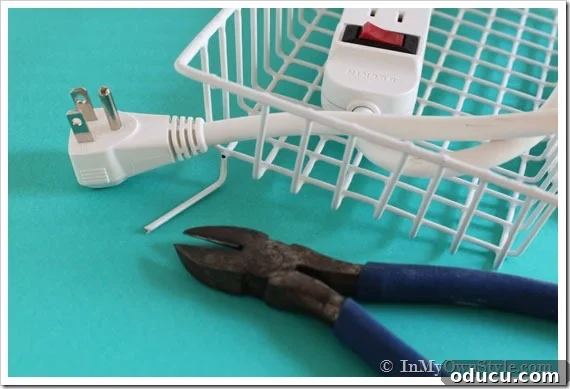 Clutter-Free Desk: DIY Cable Management 2 Supplies needed to make an under desk cable management solution, including a cut wire basket