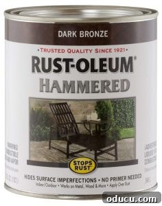 Revitalize Outdoor Lights with a Hammered Paint Finish 2 A can of Rustoleum Hammered Finish paint in Dark Bronze, perfect for outdoor metal light fixtures