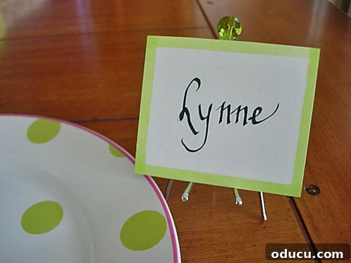 Edited-10 Drapery Hook repurposed as a charming place card holder for a table setting