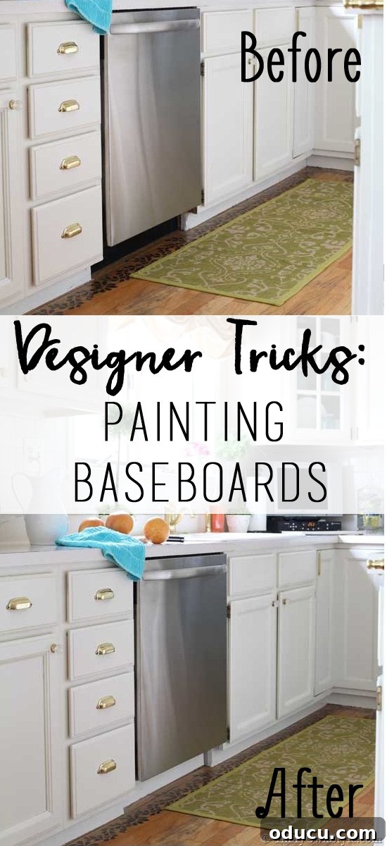 Giving My Brand New Dishwasher a Custom Color Makeover 2 Painted baseboard of a dishwasher matching cabinets