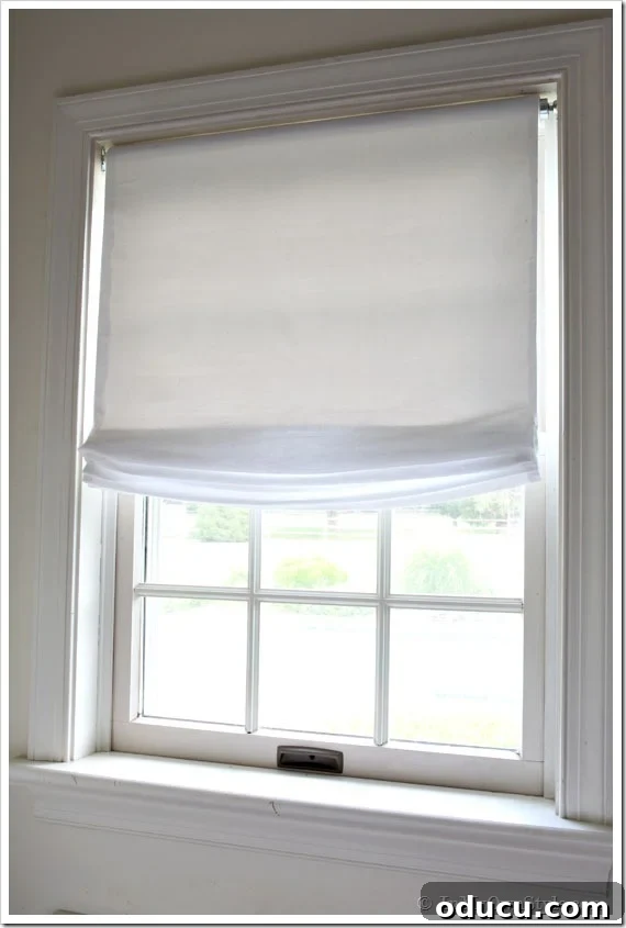 Get the high-end look of Restoration Hardware relaxed Roman shades with this easy DIY knockoff. Restoration Hardware inspired relaxed Roman shade on a mudroom window