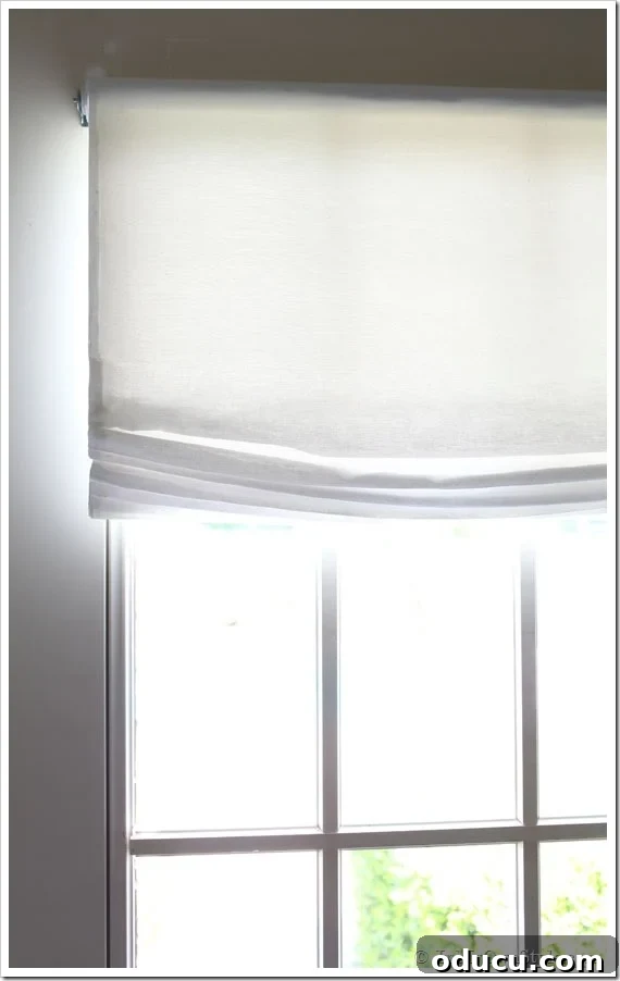 Transform your windows with this beautiful and easy no-sew relaxed Roman shade treatment. Elegantly draped no-sew relaxed Roman shade window treatment