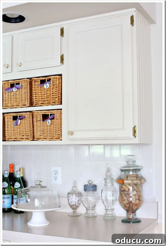Transform Your Cabinet Door into a Smart Kitchen Message Center 2 Kitchen cabinet before getting a memo board attached to it.