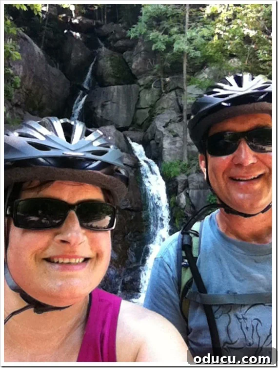 Biking through a scenic gorge, an example of active outdoor recreation for weight loss and fitness.