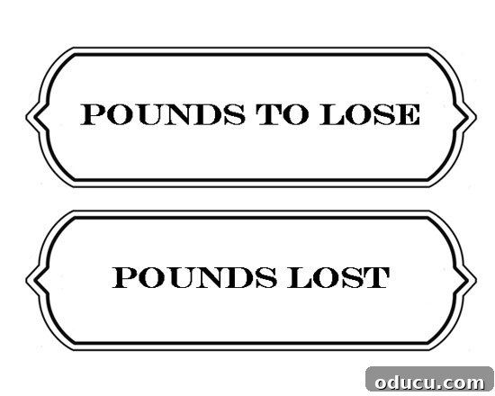 Printable 'Pounds Lost' and 'Pounds to Lose' labels for DIY weight loss motivation jars.