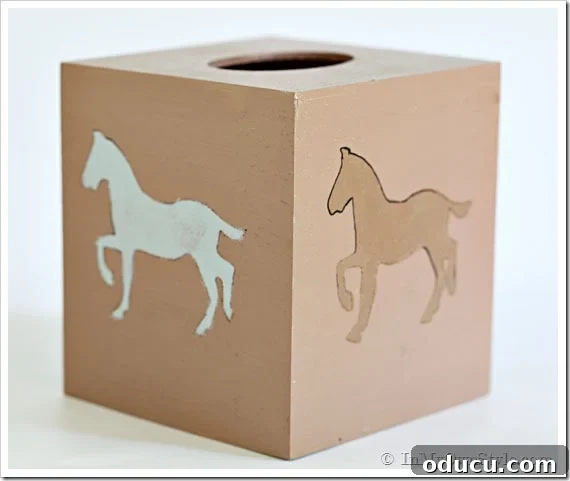 Wooden-Tissue-Box Wooden-Tissue-Box from the thrift store with horse images on it.