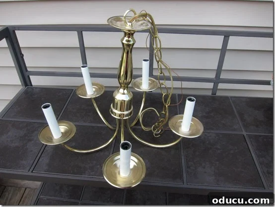 Old Brass chandelier Pottery-Barn-knock-off-