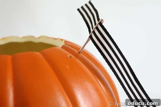 Whimsical Pumpkin Carving Ideas for Halloween 10 How to make a hole in a pumpkin and thread ribbon