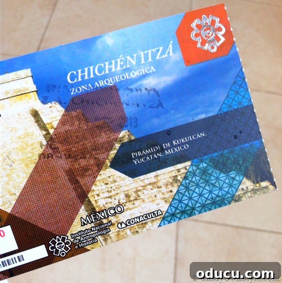 Ticket to Chichen Itza Mayan Ruins Admission ticket to the ancient Mayan ruins of Chichen Itza, a must-visit historical site in Mexico.