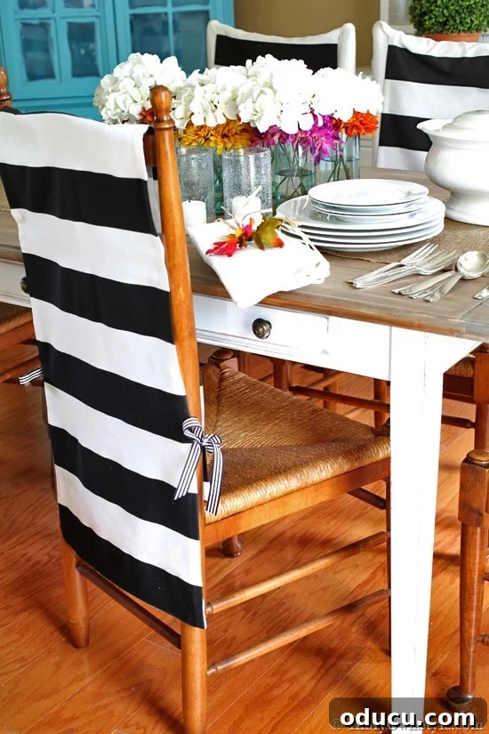 No-Sew-Chair-Back-Cover-How-to-make--turtorial DIY No-Sew Chair Back Cover Tutorial for Dining Rooms